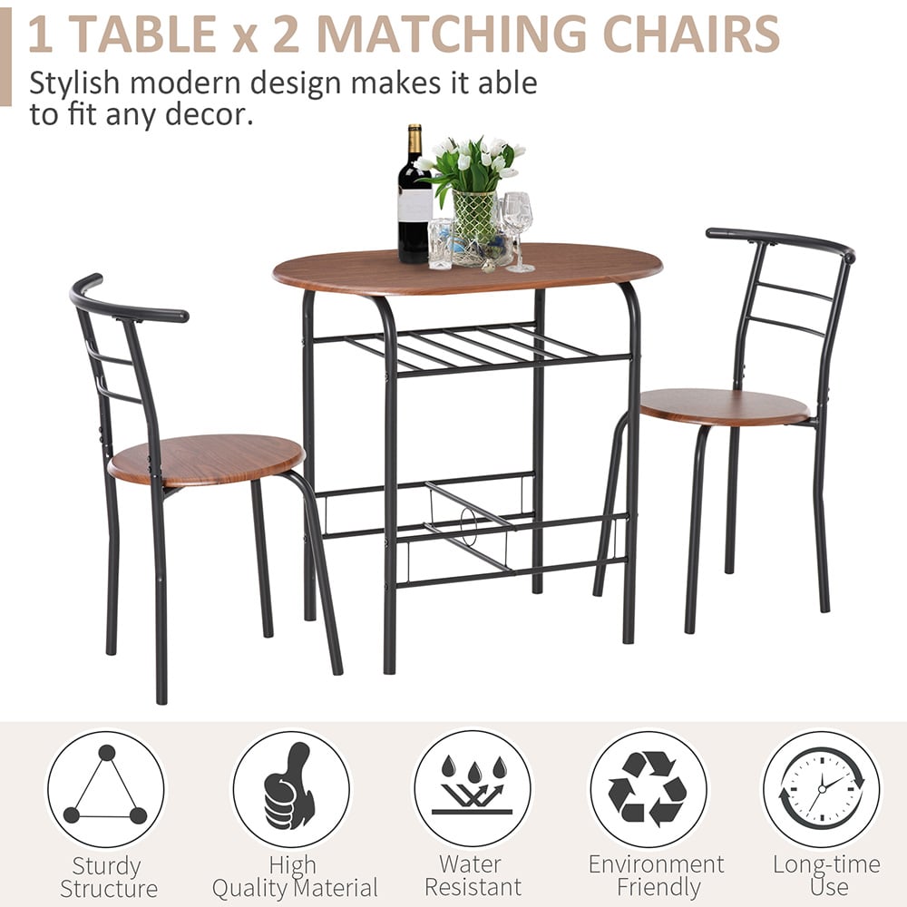 Portland 2 Seater Oak Wooden Dining Set Image 4