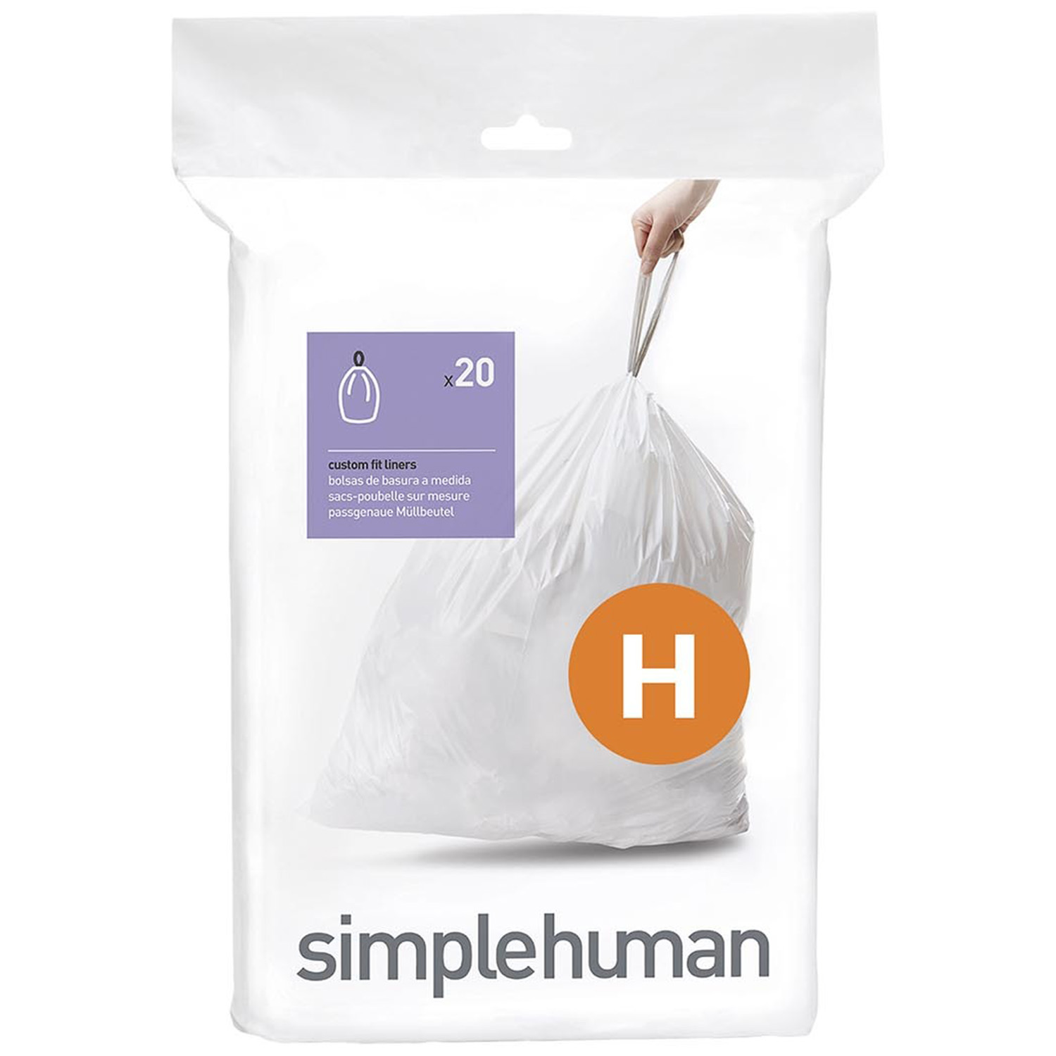 Simplehuman Custom Fit Bin Liners 30 to 35L 20 Pack Image 1