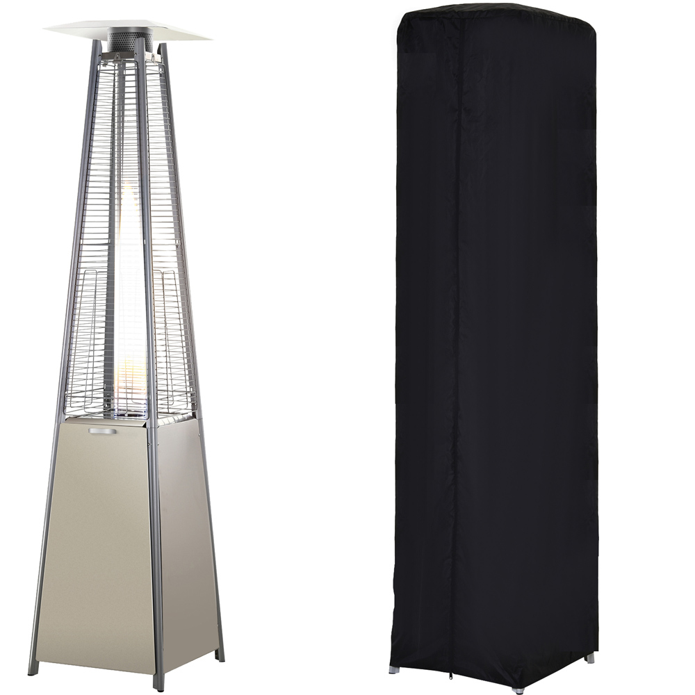Outsunny Stainless Steel Freestanding Pyramid Tower Heater with Rain Cover 10.5kW Image 1