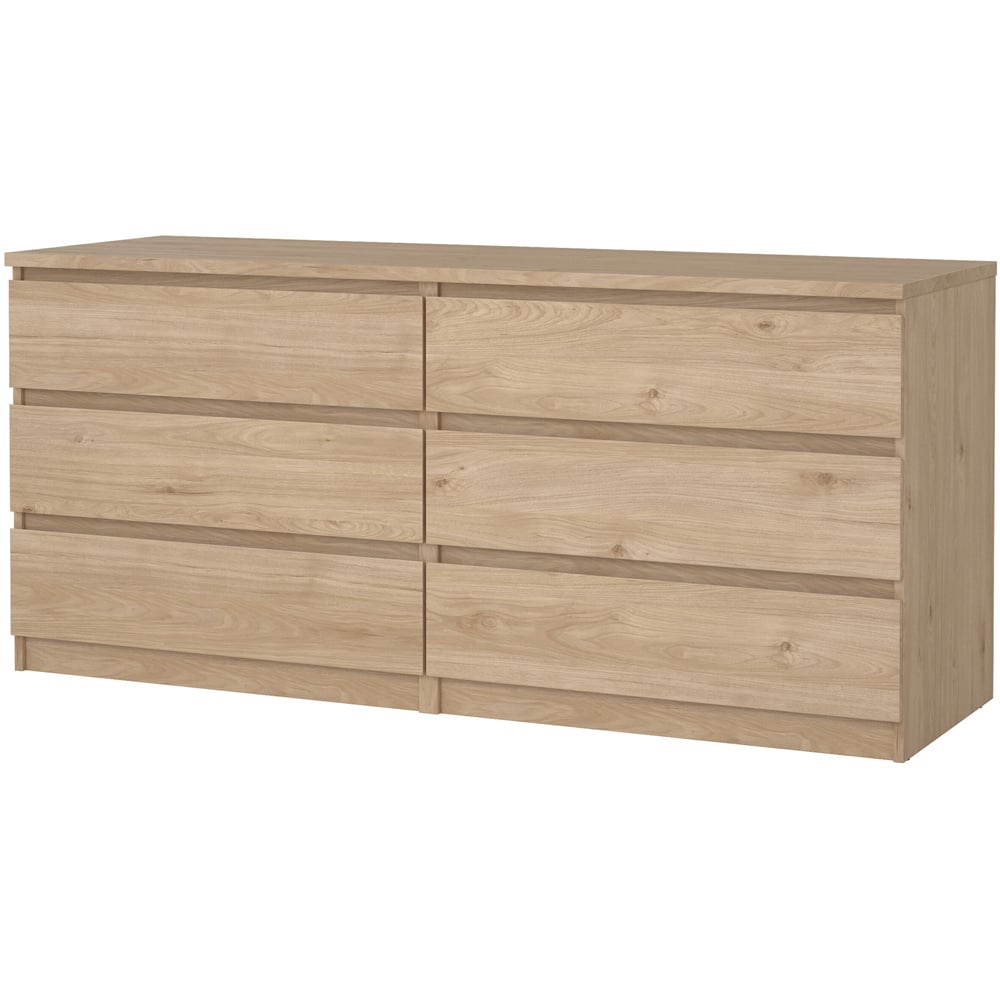 Florence 6 Drawer Jackson Hickory Oak Wide Chest of Drawers Image 4
