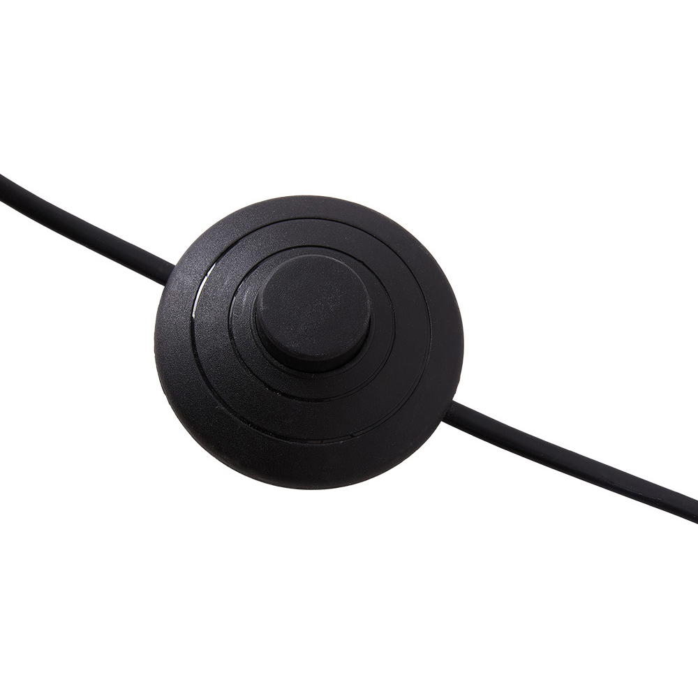 Living and Home Black and Natural Hand-Woven Rattan Floor Lamp with Foot Switch Image 3