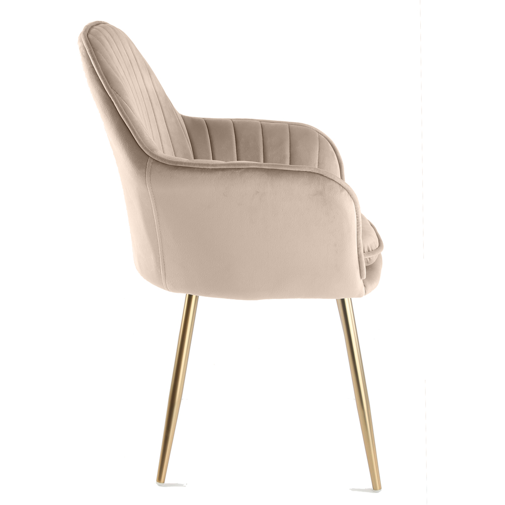 Pair of Muse Accent Chairs in Velvet Upholstery - Taupe Image 4