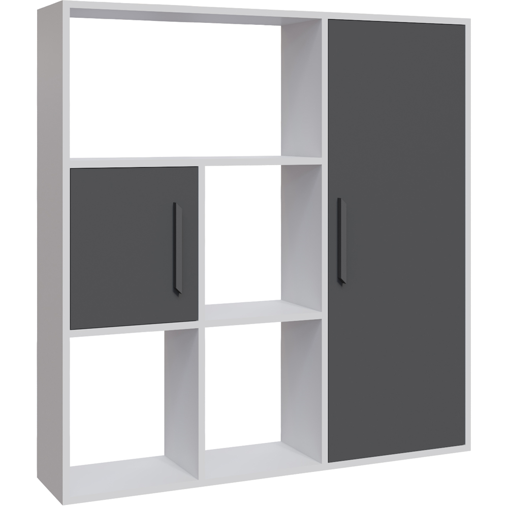Decorotika Ridge 2 Door 4 Shelf White and Anthracite Bookcase Image 2