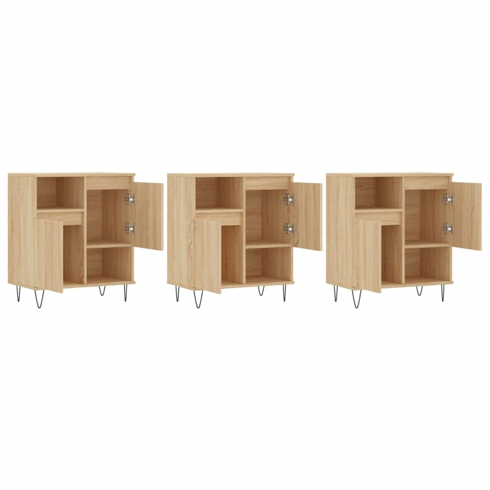 vidaXL 2 Door 2 Shelf Sonoma Oak Sideboard Set of 3 Image 4