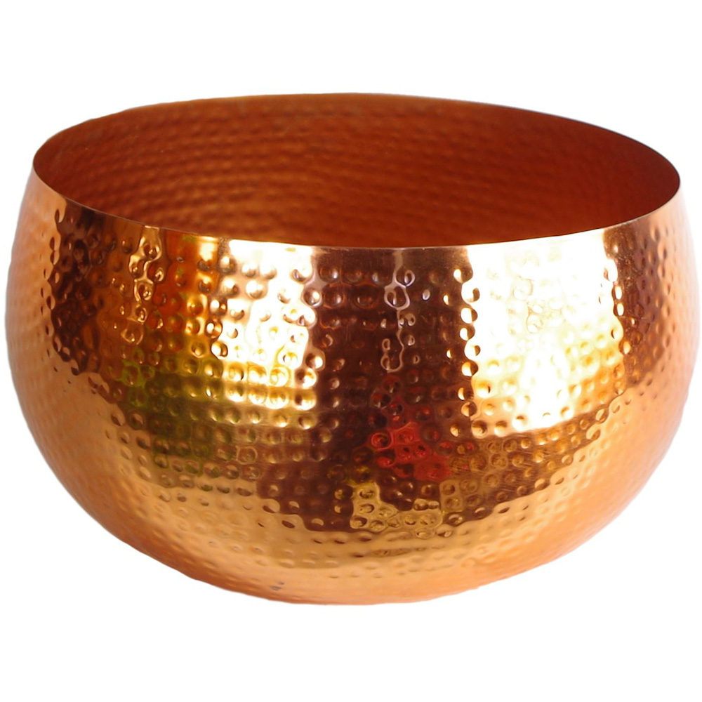 Leaf Hammered Copper Metal Bowl 32 x 20cm Image 1