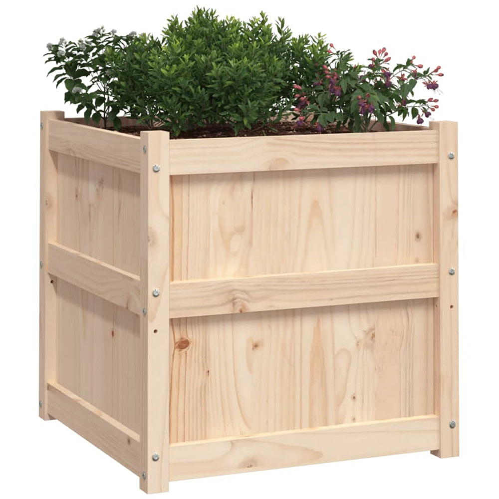 vidaXL Natural Solid Pine Wood Garden Planter 60 x 60 x 60cm Image 3