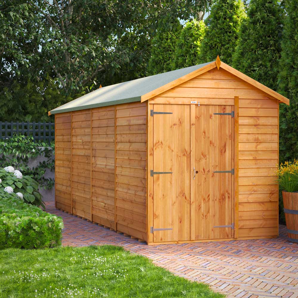 Power Sheds 16 x 6ft Double Door Overlap Apex Wooden Shed Image 2