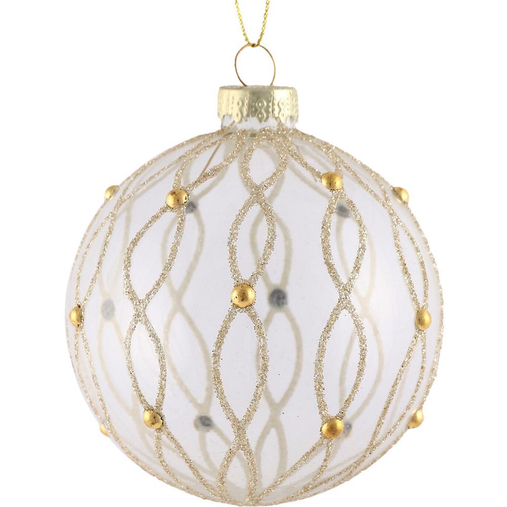 Clear Bauble with Gold Glitter Image 4