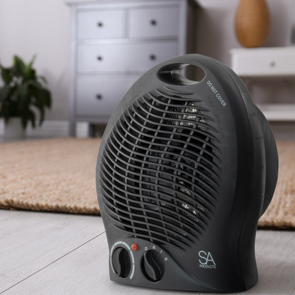 Black Upright Portable Heater with 2 Heat Settings Image 3