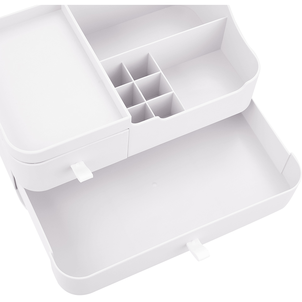 Living and Home 2 Drawer White Plastic Desktop Makeup Organiser Image 4