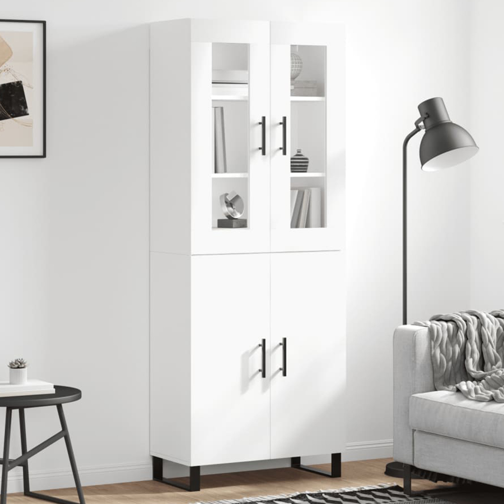 vidaXL 4 Door White Highboard Image 1
