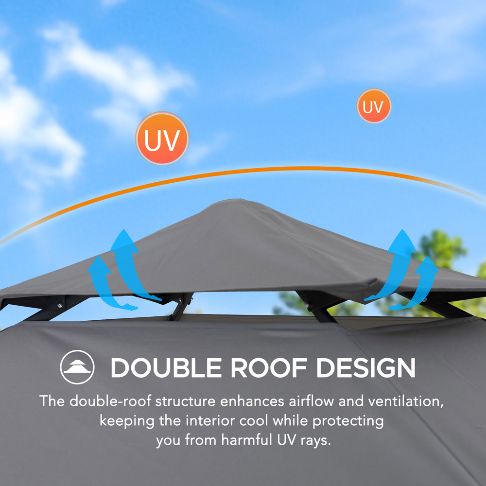Sunjoy 2.56 x 1.6m Grey Double Tier Canopy Adjustable Gazebo with Magnetic LED Light Image 3