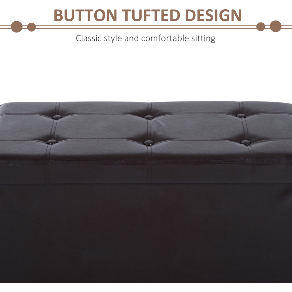 Portland Brown Tufted Faux Leather Folding Ottoman Image 4