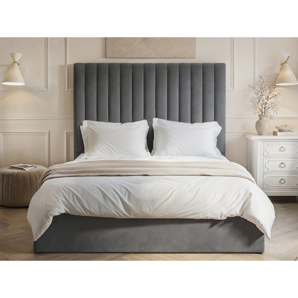 Flair Everley King Size Grey Fabric Ottoman Bed Image 5