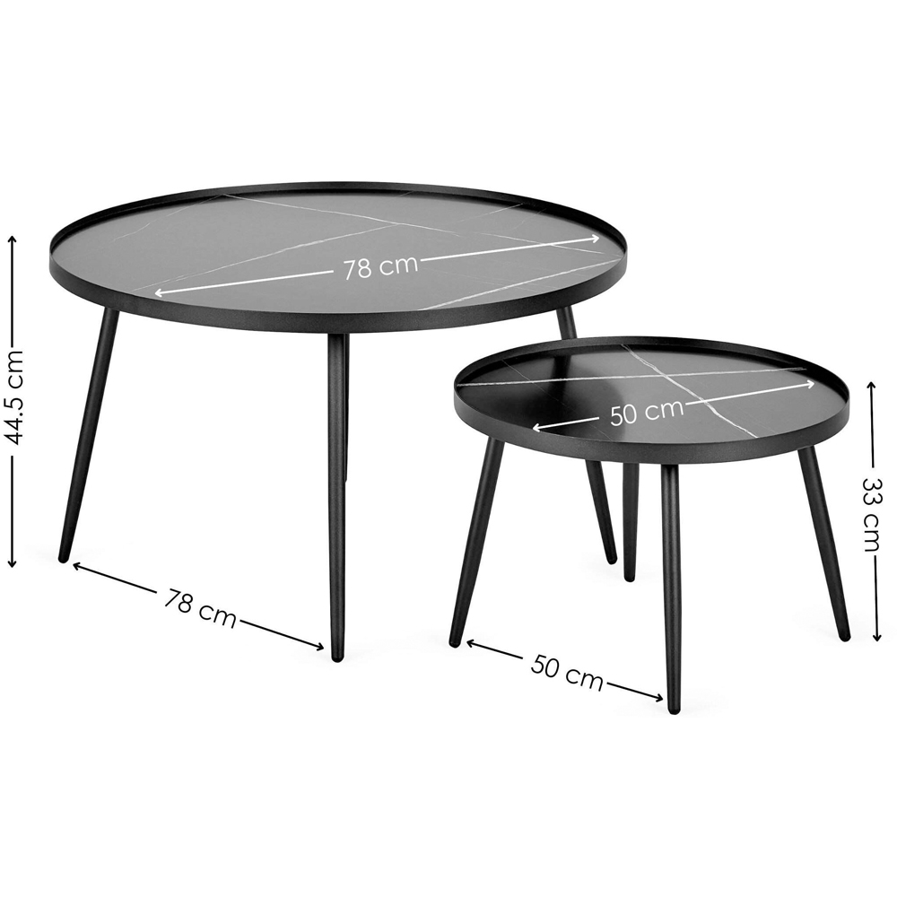 Julian Bowen Nolan Black Marble Effect Round Nest of Tables Set of 2 Image 8