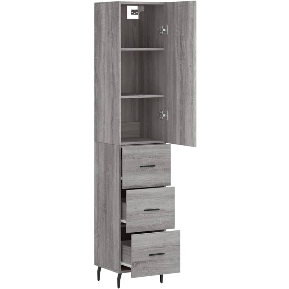 vidaXL Single Door 3 Drawer Grey Sonoma Highboard Image 4