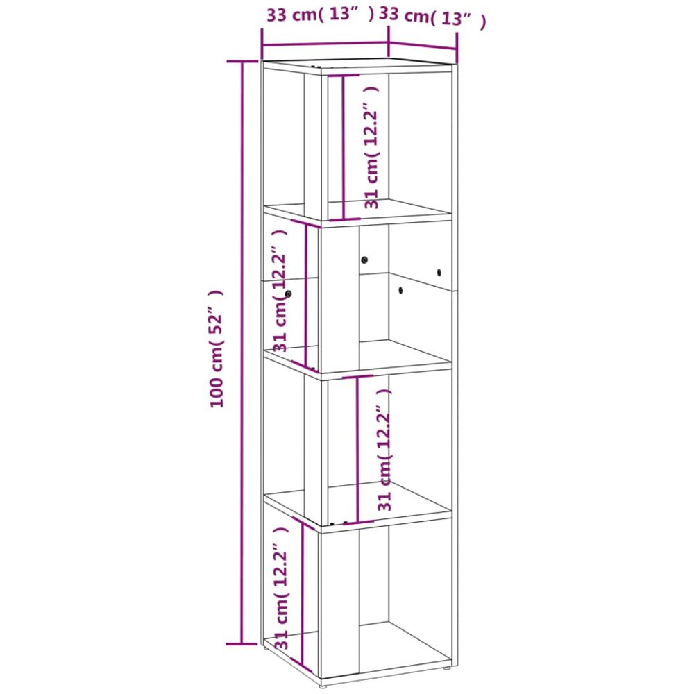 vidaXL 4 Shelf Grey Sonoma Corner Cabinet Image 9