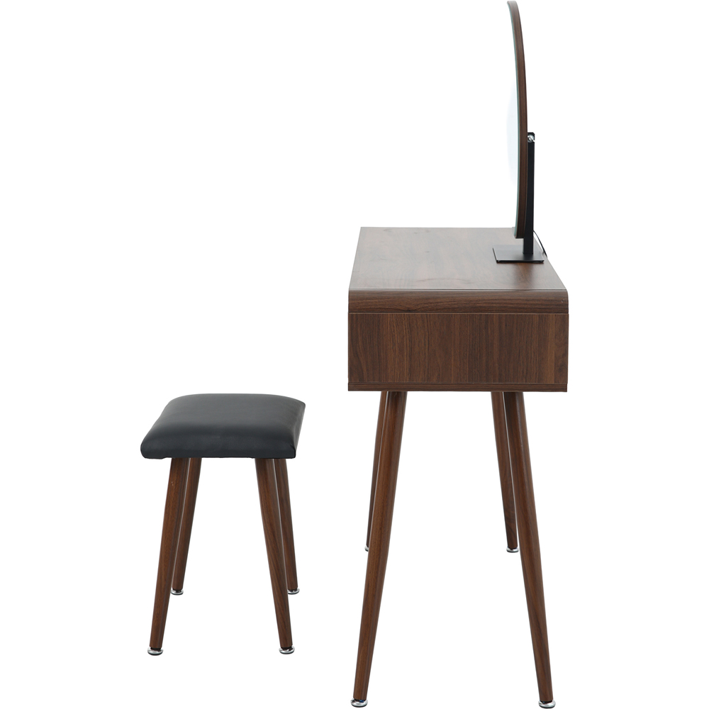 Abstract LED Mirror Dressing Table Brown Image 4