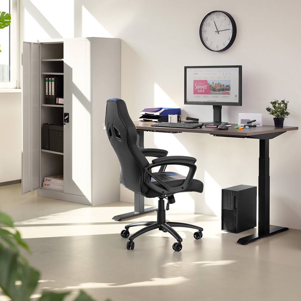 Tectake 5 Shelf Grey Lockable Filing Cabinet Set of 4 Image 9