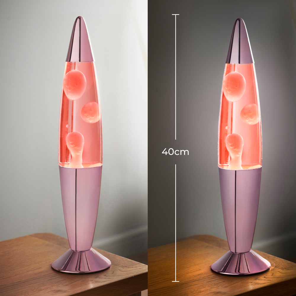 Global Gizmos Pink Wax Rose Gold Chrome Effect Lava Lamp 16 inch Image 7