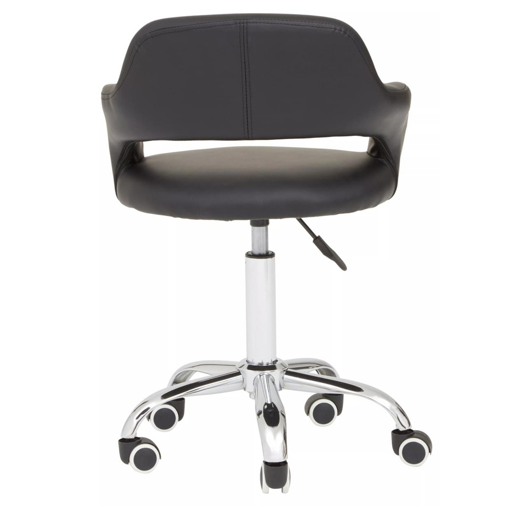 Premier Housewares Black PU Home Office Chair with Curved Back Image 4