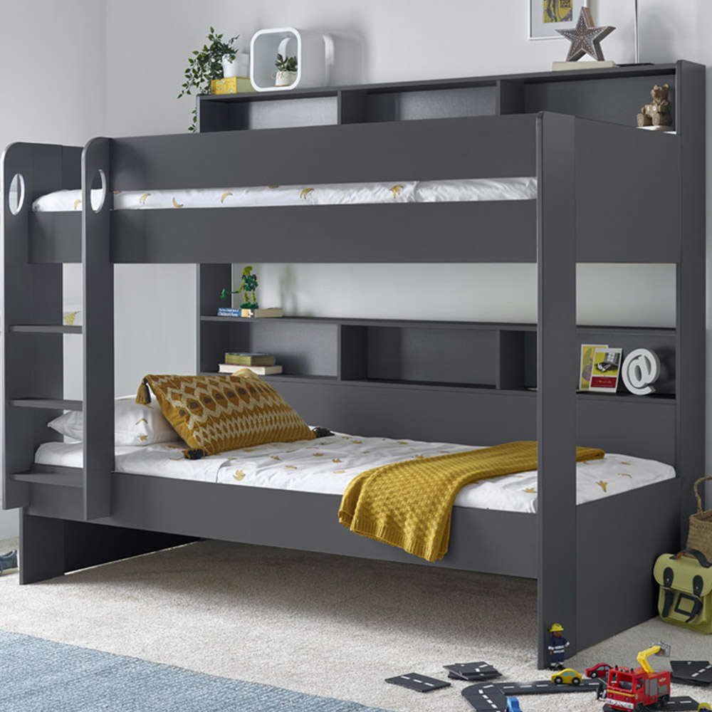 Oliver Onyx Grey Storage Bunk Bed with Spring Mattresses Image 1