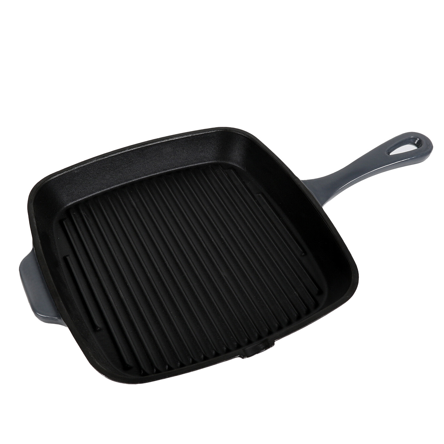 Square Grill Pan with Helper Handle - Black Image 2