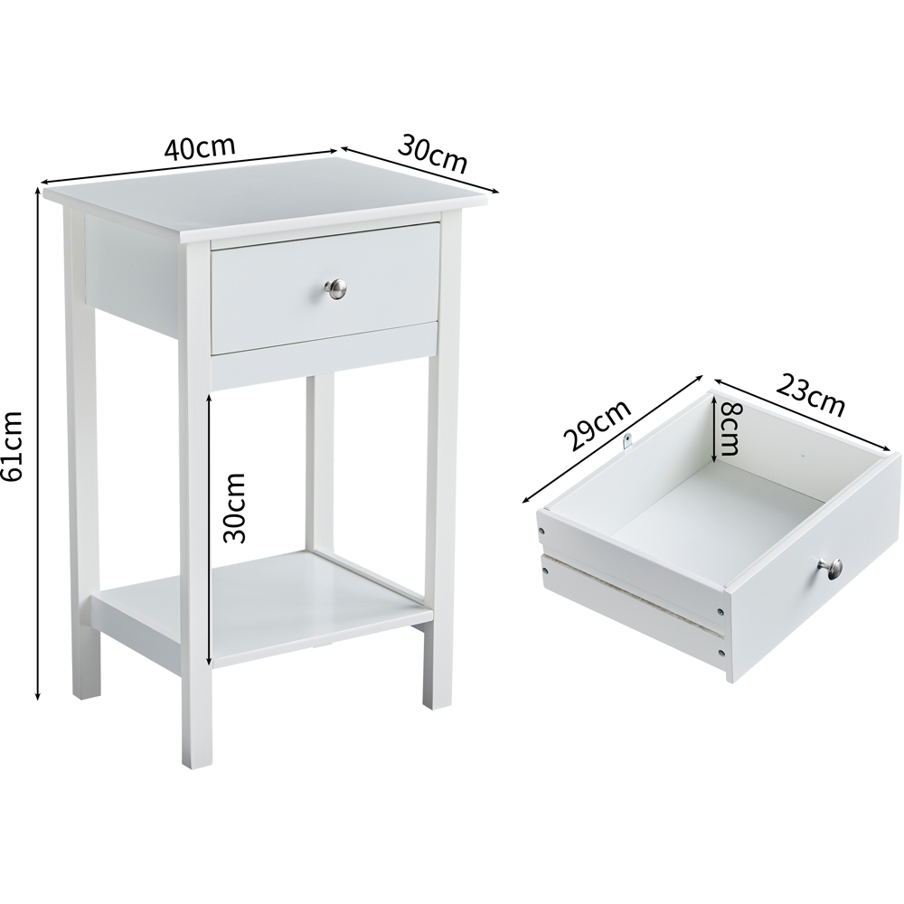 Brooklyn Arlo Single Drawer Single Shelf White Solid Wooden Bedside Table Image 8