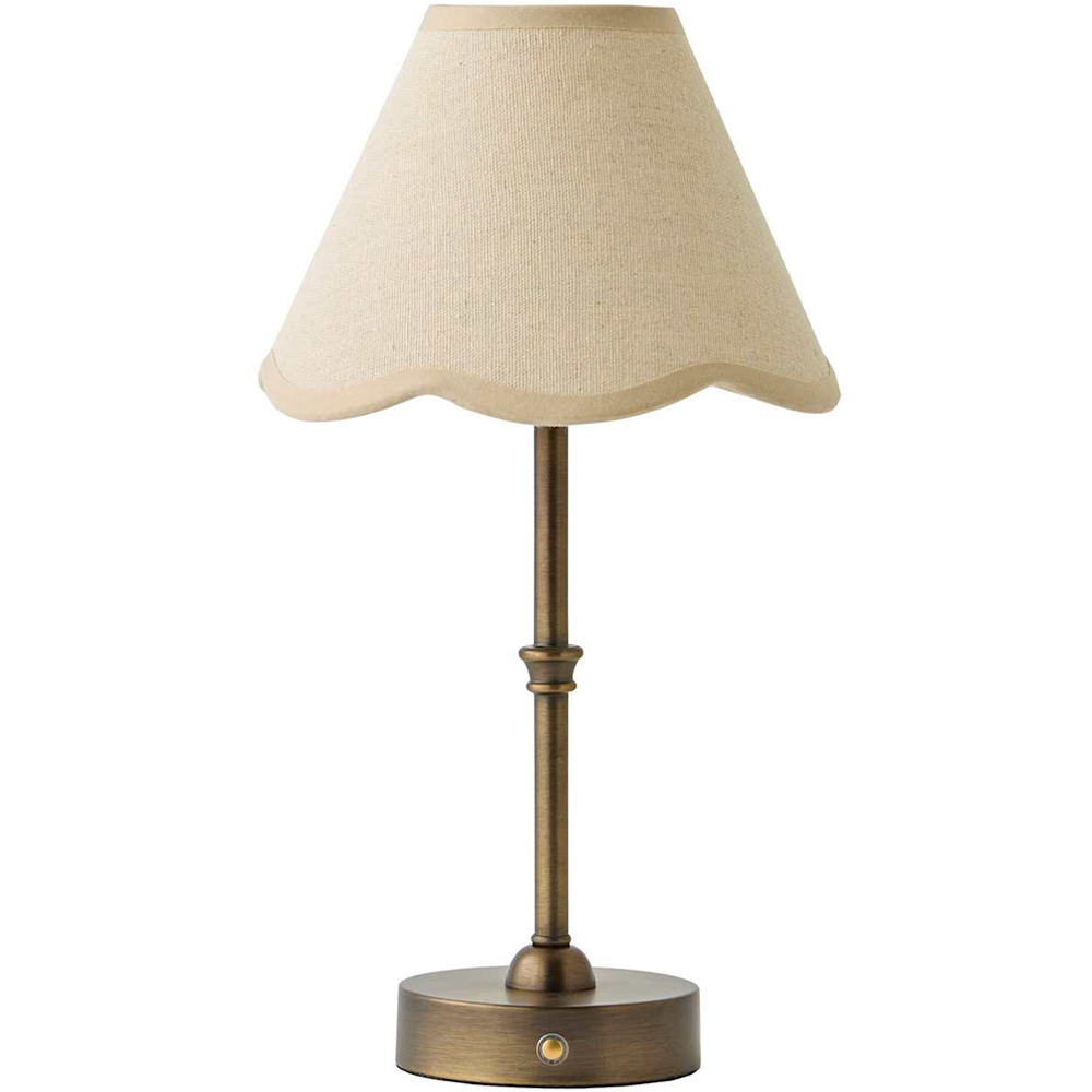 ValueLights Lowe Natural Scallop Flower Shade Brass Rechargeable Table Lamp with Bulb Image 1