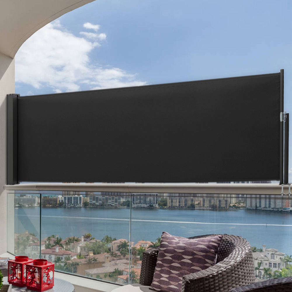 Living and Home Dark Grey Retractable Side Awning 3 x 1.4m Image 1