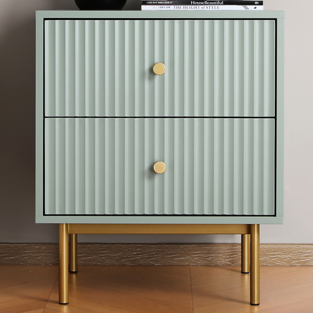 Devon Sage 2 Drawer Bedside Table Image 1