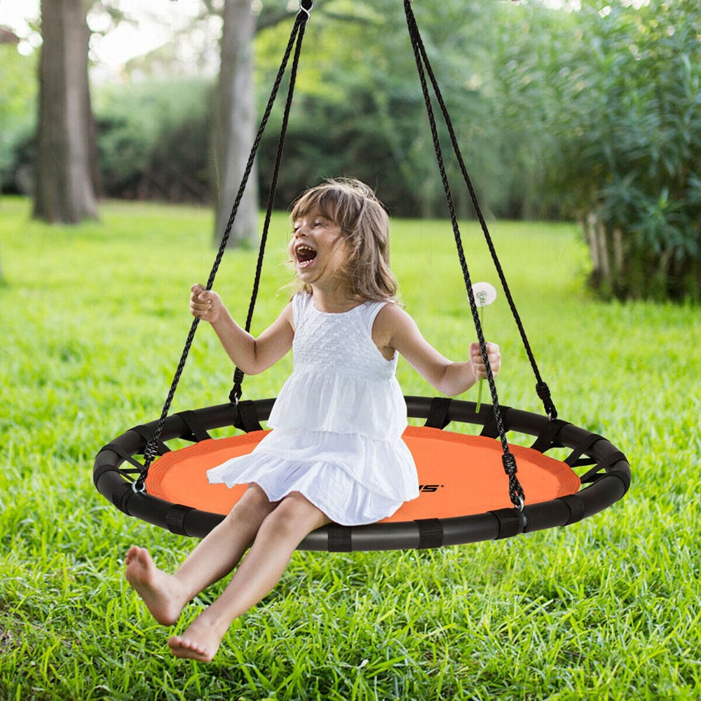 Costway Orange Kids Round Tree Swing Image 2