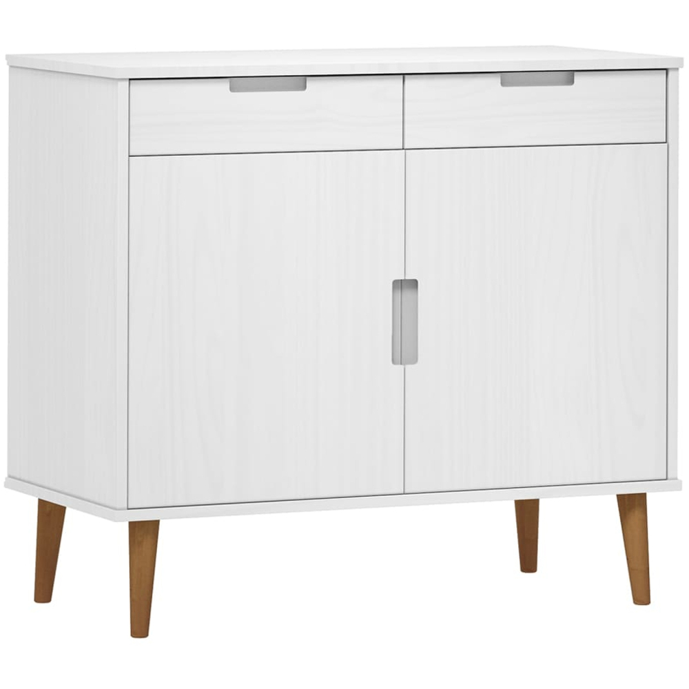 vidaXL Molde 2 Door 2 Drawer White Solid Pine Wood Sideboard Image 2
