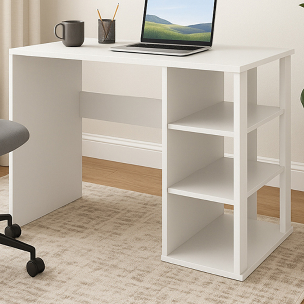 Decorotika Polina 3 Shelf Computer Desk White Image 1