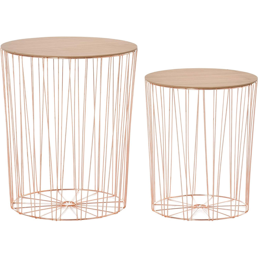 Portland Modern Rose Gold Bedside Tables with Storage Set of 2 Wilko