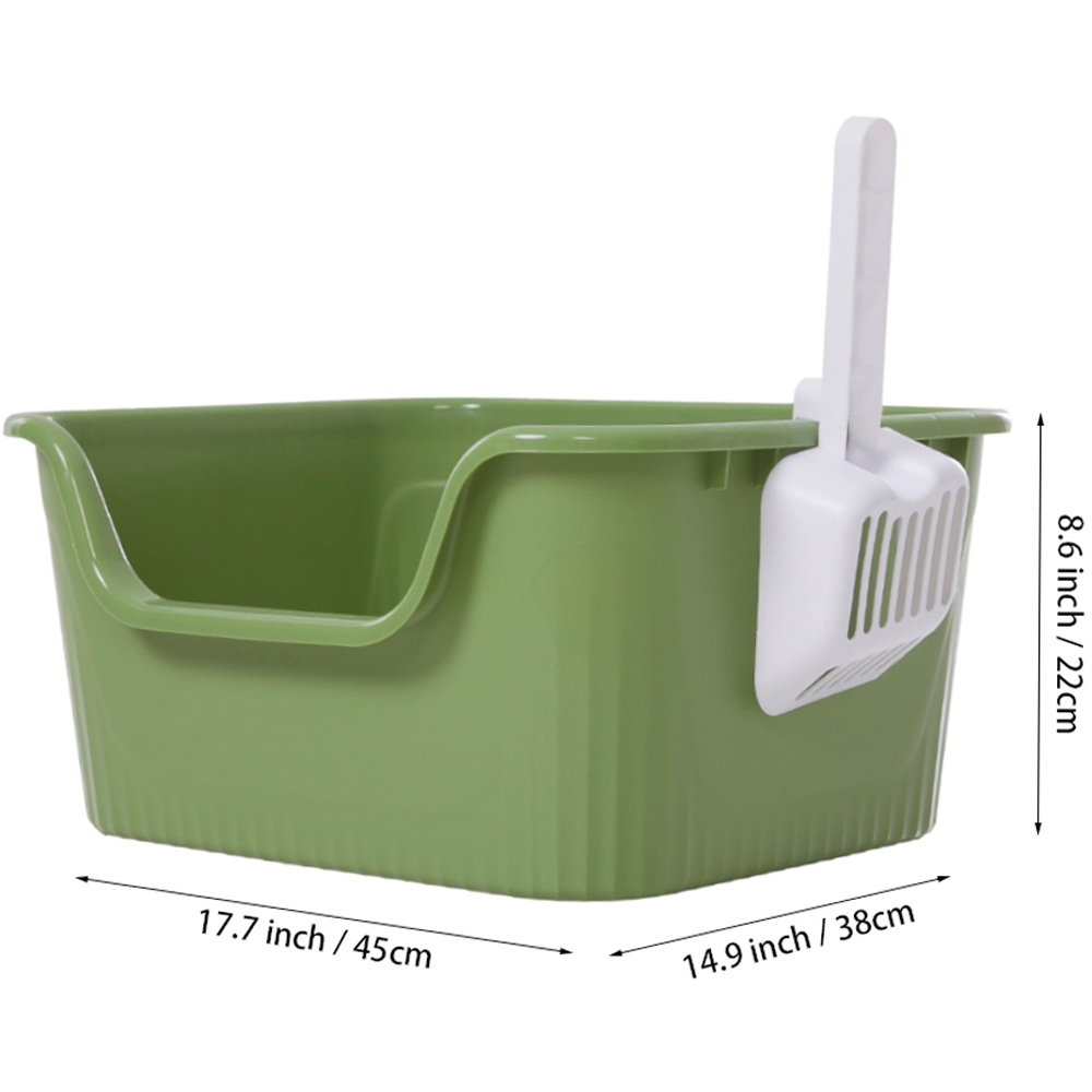 H&O Direct Green Anti Splash Open Top Cat Litter Box with Scoop 22 x 45 x 38cm Image 4