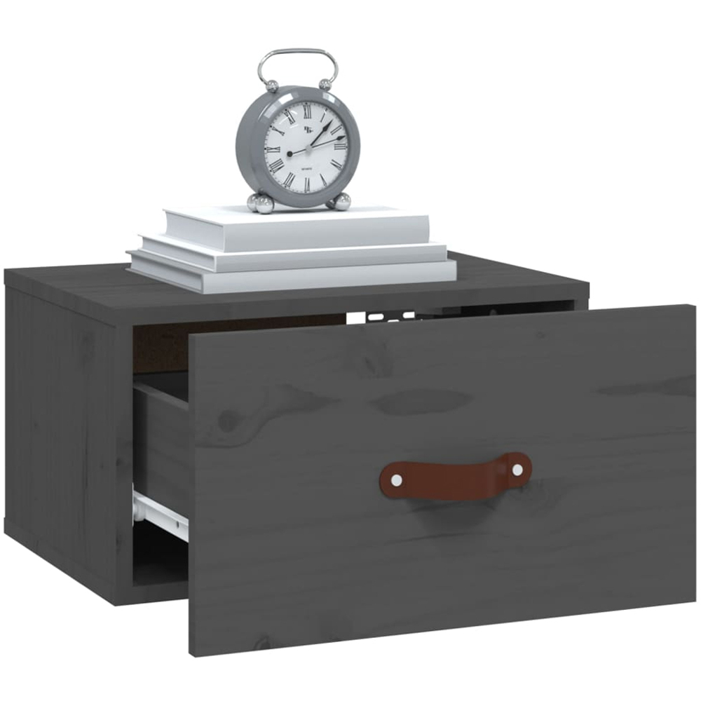 vidaXL Single Drawer Grey Wall Mounted Bedside Table Image 3