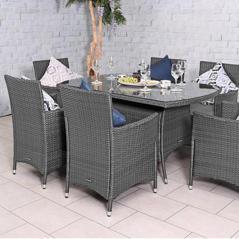 Royalcraft Nevada 6 Seater KD Rectangle Dining Set Grey Image 9