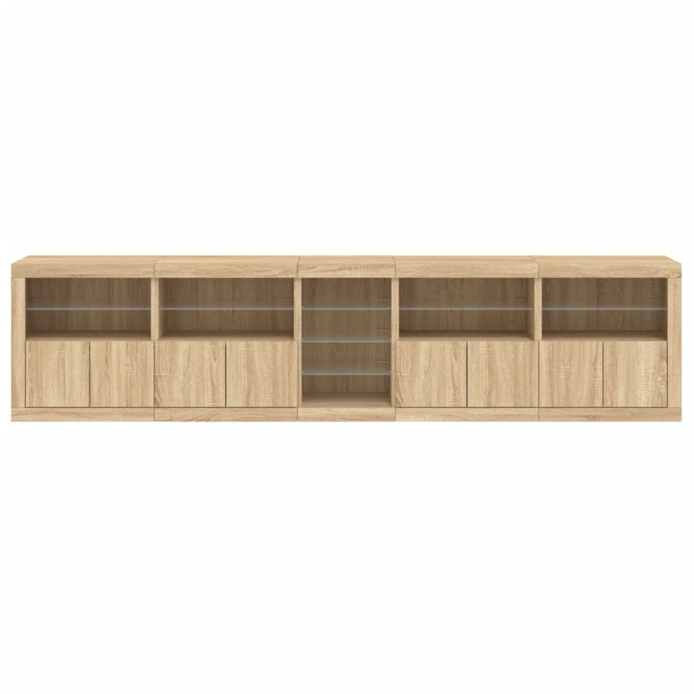 vidaXL 8 Door 12 Shelf Sonoma Oak LED Sideboard 5 Piece Image 5