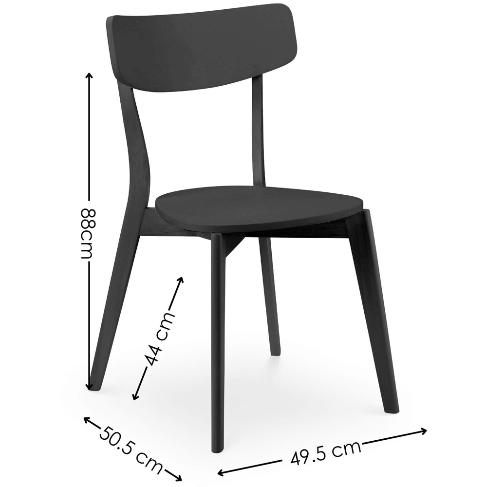 Julian Bowen Casa Set of 2 Black Solid Hardwood Dining Chair Image 9