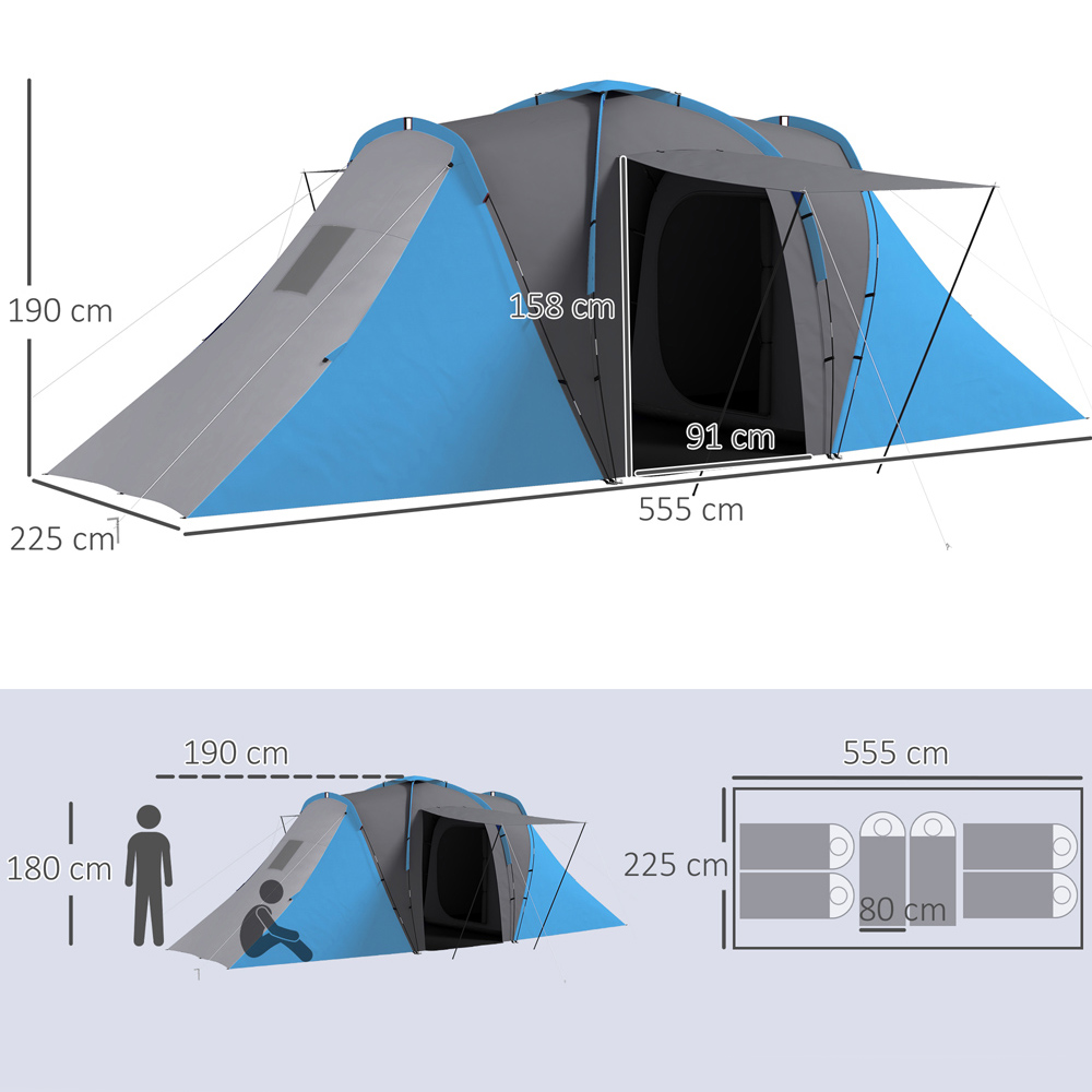 Outsunny 4-6 Person Waterproof Camping Tent Blue Image 8