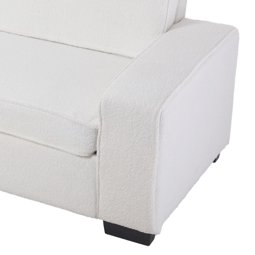 H&O Direct 2 Seater White Teddy Fabric Loveseat Sofa Image 4