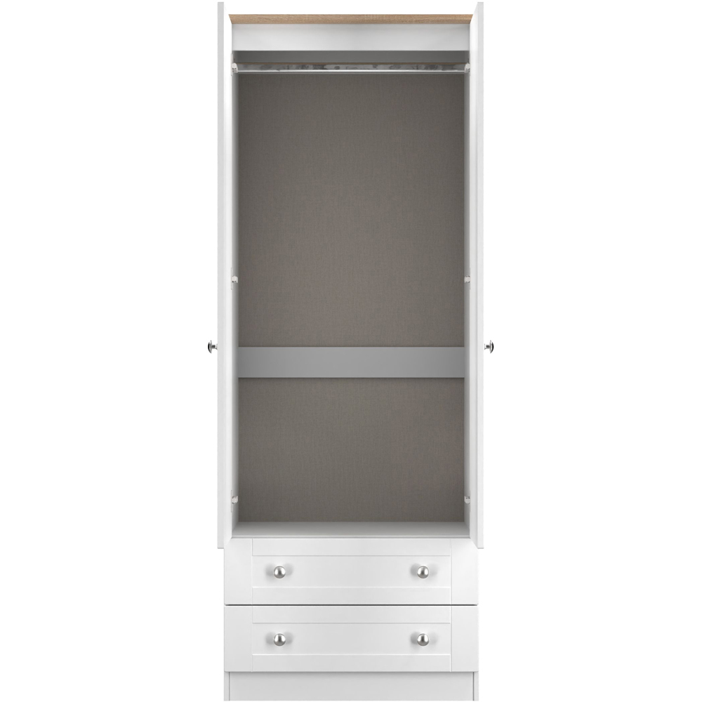 Crowndale Sussex 2 Door 2 Drawer White Ash and Bardolino Oak Tall Wardrobe Ready Assembled Image 5