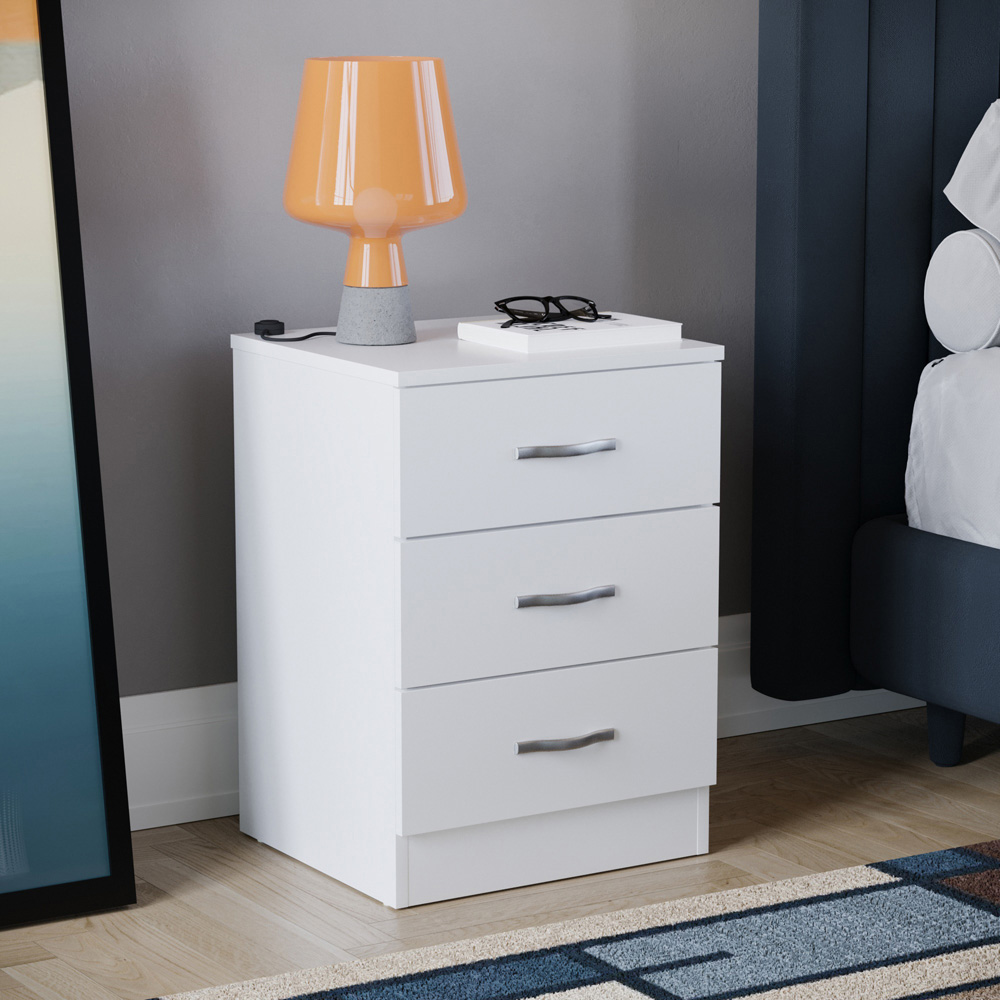 VIDA DESIGNS Riano White 3 Piece Narrow Bedroom Furniture Set Image 5