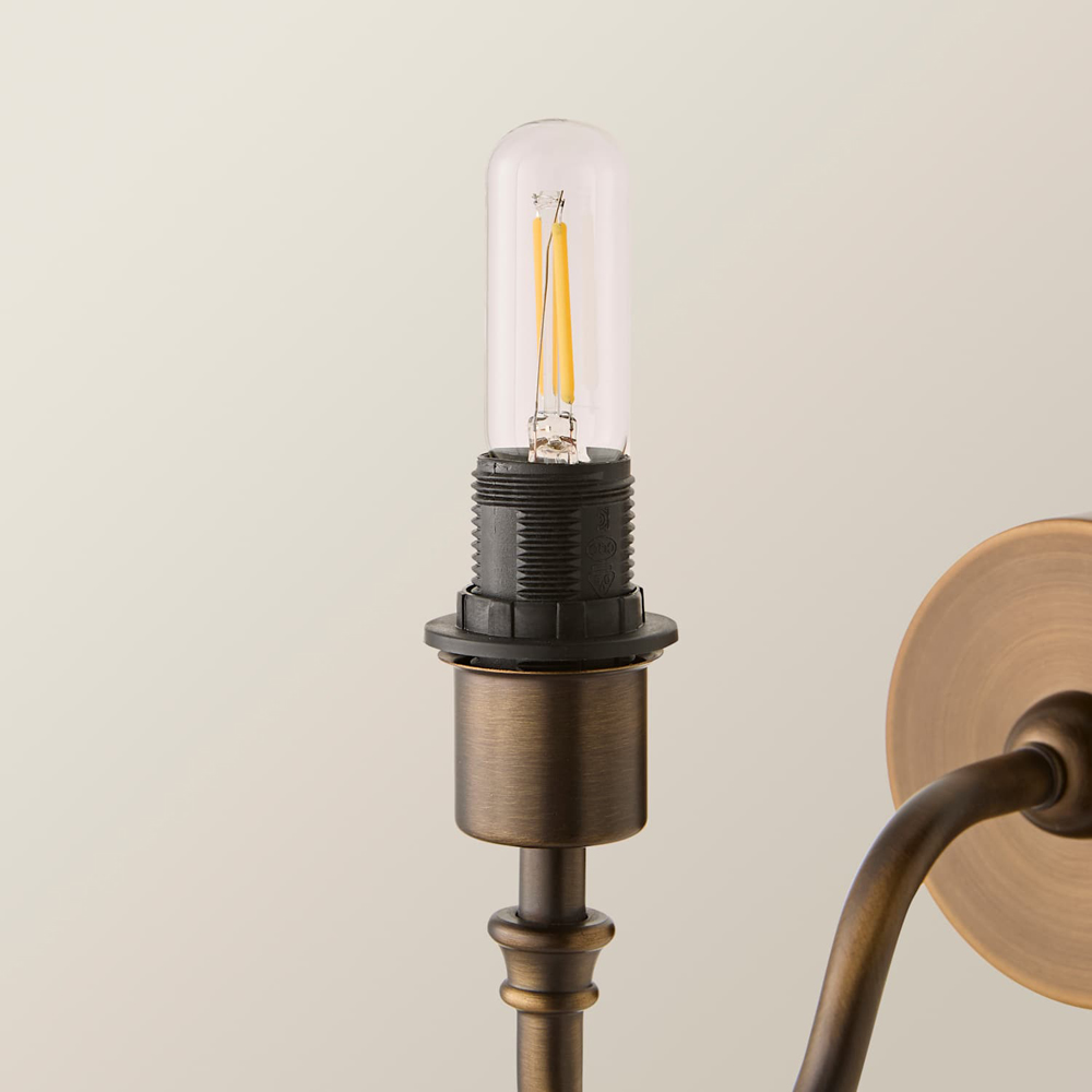 ValueLights Lowe Brushed Brass Metal Portable Rechargeable Wall Light Base with Bulb Image 3