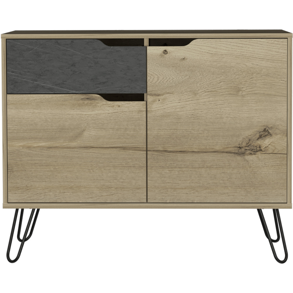 Core Products Manhattan 2 Doors Single Drawer Oak and Grey Small Sideboard Image 3