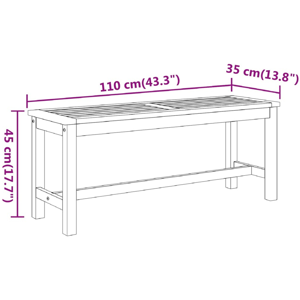 vidaXL Brown Solid Wood Acacia Garden Bench 110cm Image 7