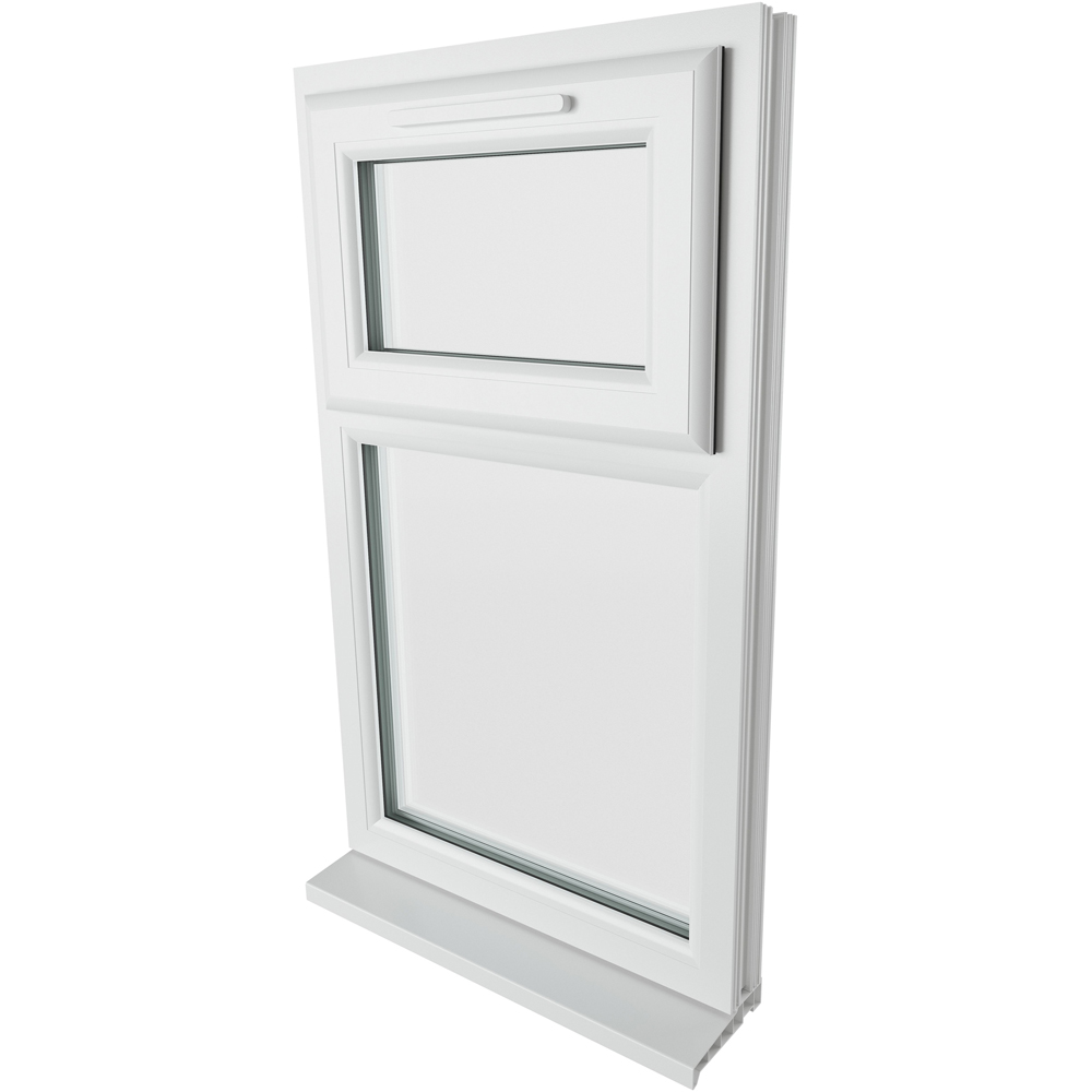 Crystal uPVC Double Glazed Window Top Hung Over Fixed Light White Clear Glass 905x1040mm Image 9