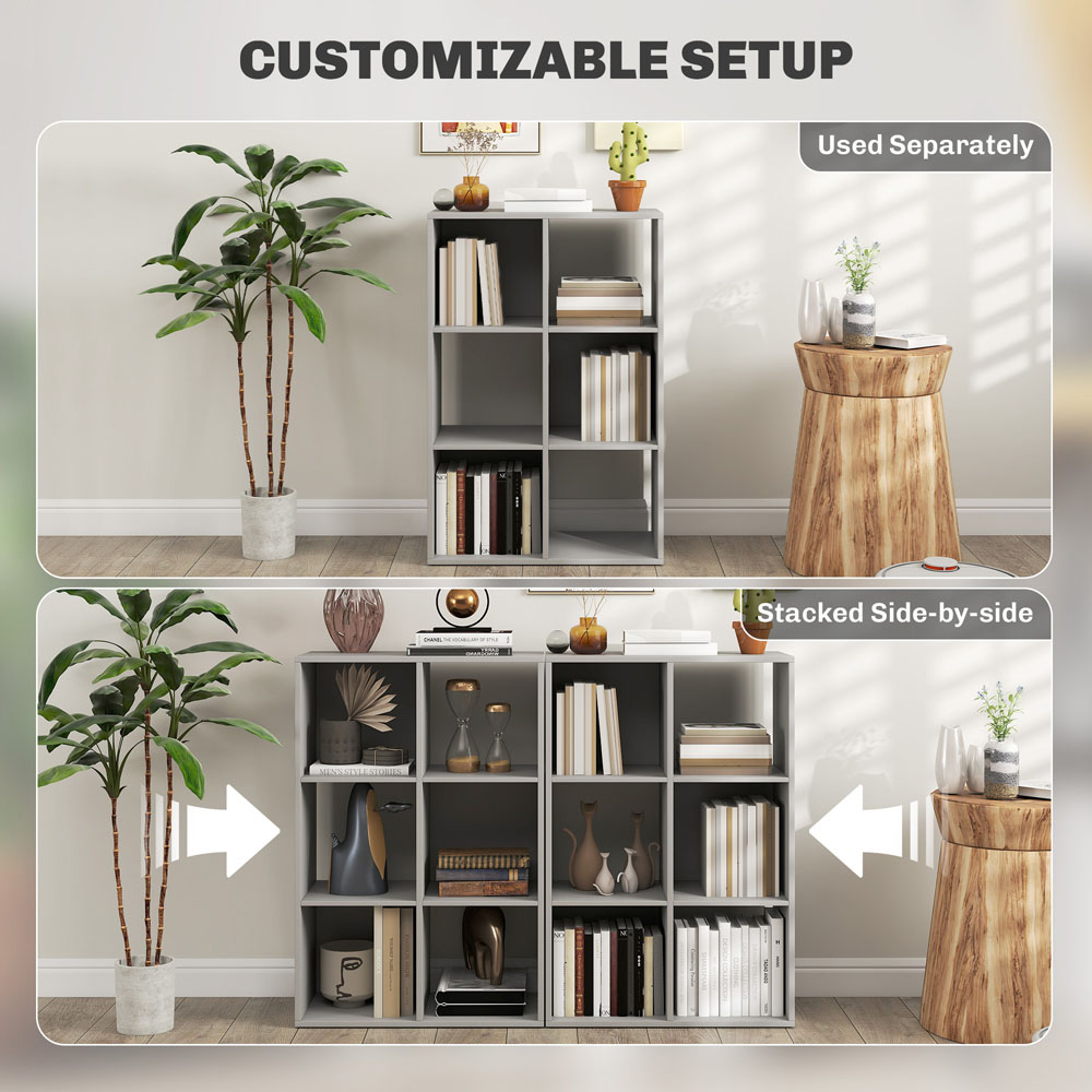 HOMCOM 6 Cube Light Grey Bookshelf Image 5