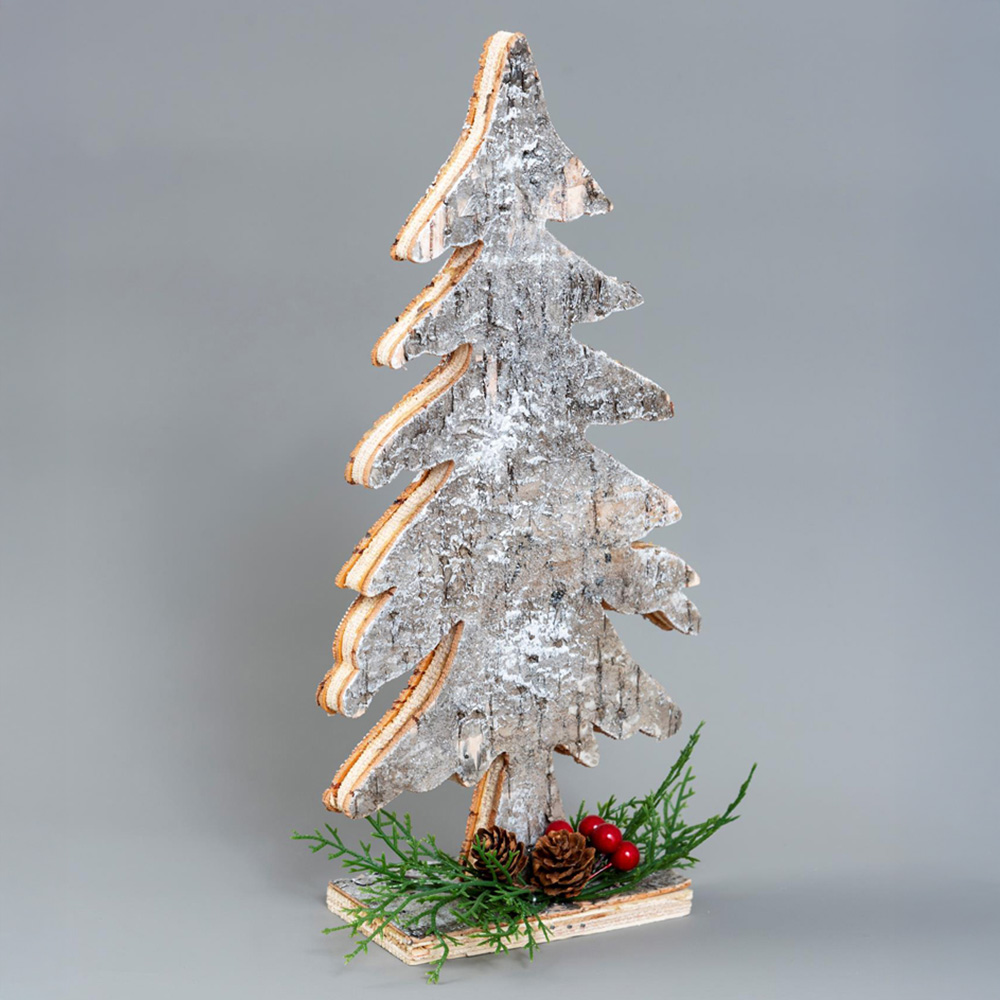 Shatchi Birch Bark Wooden Christmas Tree Decoration 30cm Image 2